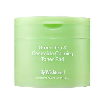 Успокаивающие тонер-пэды / патчи с PDRN из зеленого чая BY WISHTREND green tea & ceramide calming toner pad (70 штук)