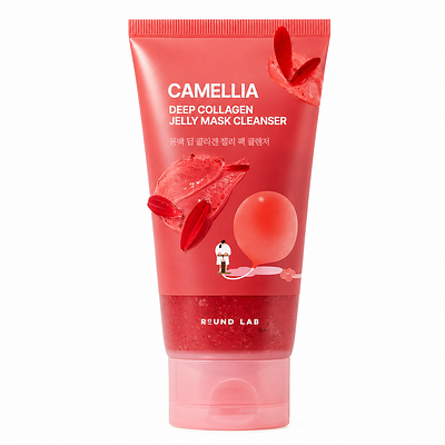 Очищающая гель-маска для умывания ROUND LAB Camellia Deep Collagen Jelly Mask Cleanser