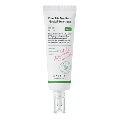 Лёгкий минеральный солнцезащитный крем Axis-Y Complete No-Stress Physical Sunscreen SPF50+ PA++++