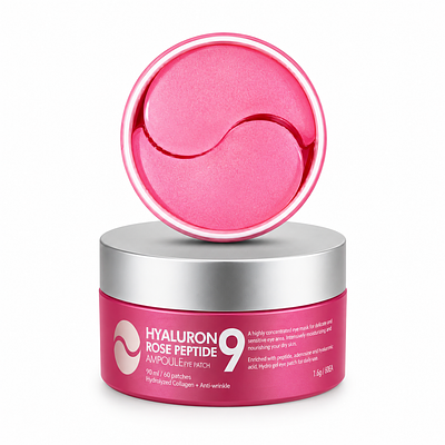 Гидрогелевые патчи с экстрактом розы и пептидами MEDI-PEEL Hyaluron Rose Peptide 9 Ampoule Eye Patch 60 штук розовые
