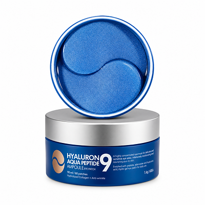 Патчи под глаза против отеков MEDI-PEEL Hyaluron Aqua Peptide 9 Ampoule Eye Patch 60 штук синие