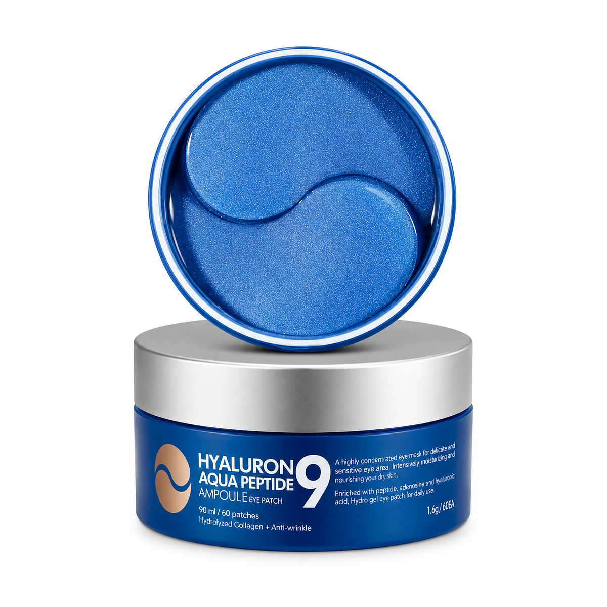 Патчи под глаза против отеков MEDI-PEEL Hyaluron Aqua Peptide 9 Ampoule Eye Patch 60 штук синие